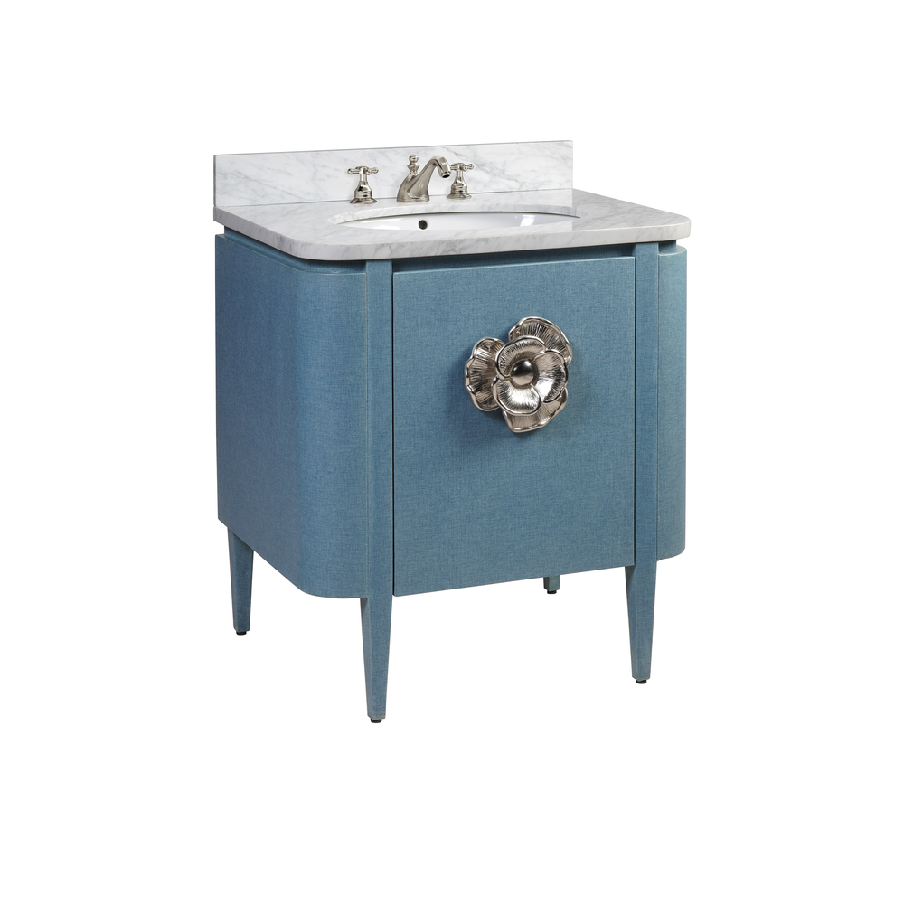 Vanities Briallen 30" Blue Linen Vanity with Oval Undermount Sink