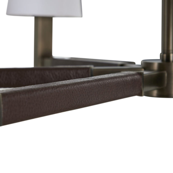 Glenbrook Mountain Bronze Leather Chandelier - 33.25 In. D X 41 In. H