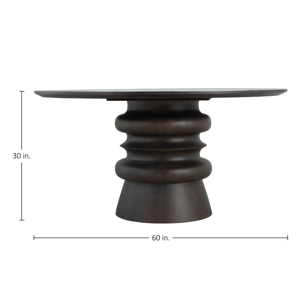 Teva Mindi Veneer Round Pedestal Dining Table - Forest Black, 60 In. W X 30 In. H