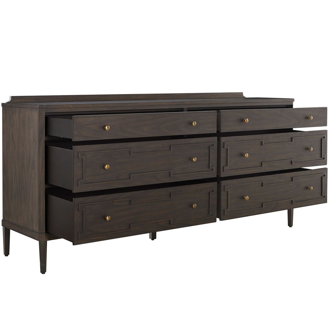 Glenwood Mindi Wood Dresser - 6 Drawers, Cerused Brown