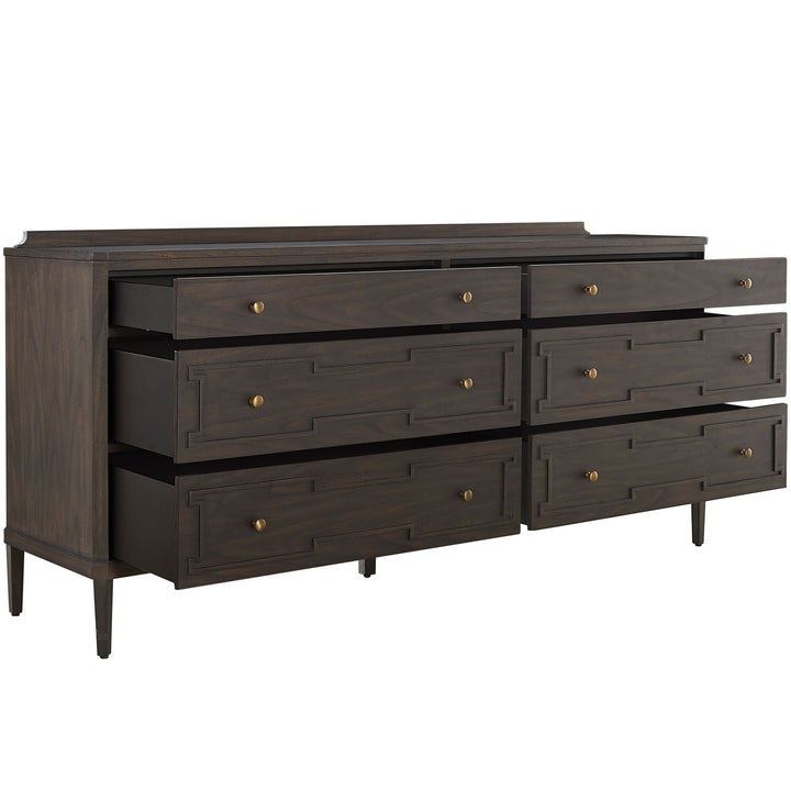 Glenwood Mindi Wood Dresser - 6 Drawers, Cerused Brown