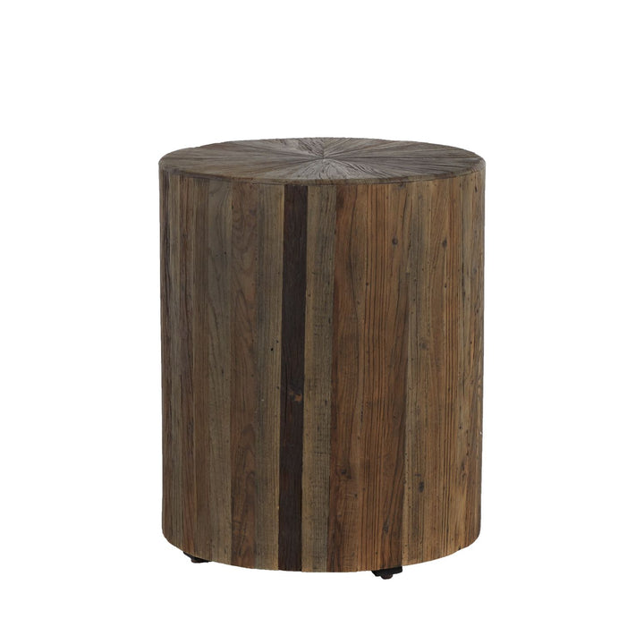 Cyrano Recycled Elm Round Pedestal Side Table - 20 In. W X 24 In. H