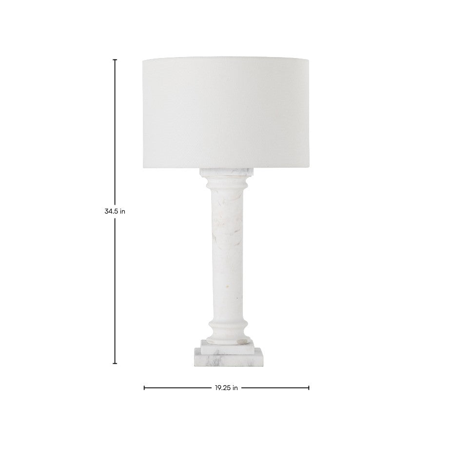 Zeno Marble Antique Brass Drum Shade Table Lamp - 34.5 In. H