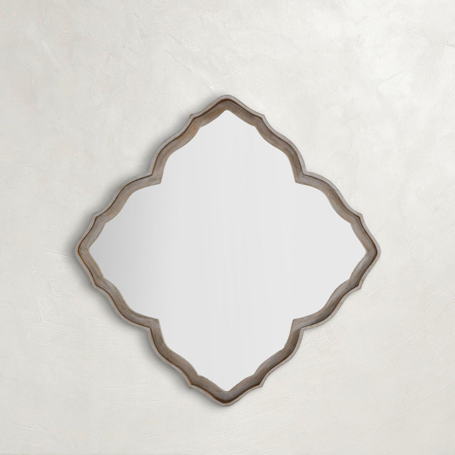 Adriana Curved Accent Mirror - Cerused White, 29.25 In. H X 29.5 In. W X 2.75 In. D