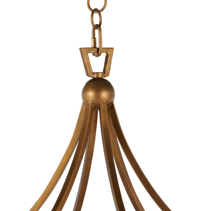 Skei Metal Aged Brass Clean Antique Gold Tudor Chandelier - 36 In. D X 39 In. H