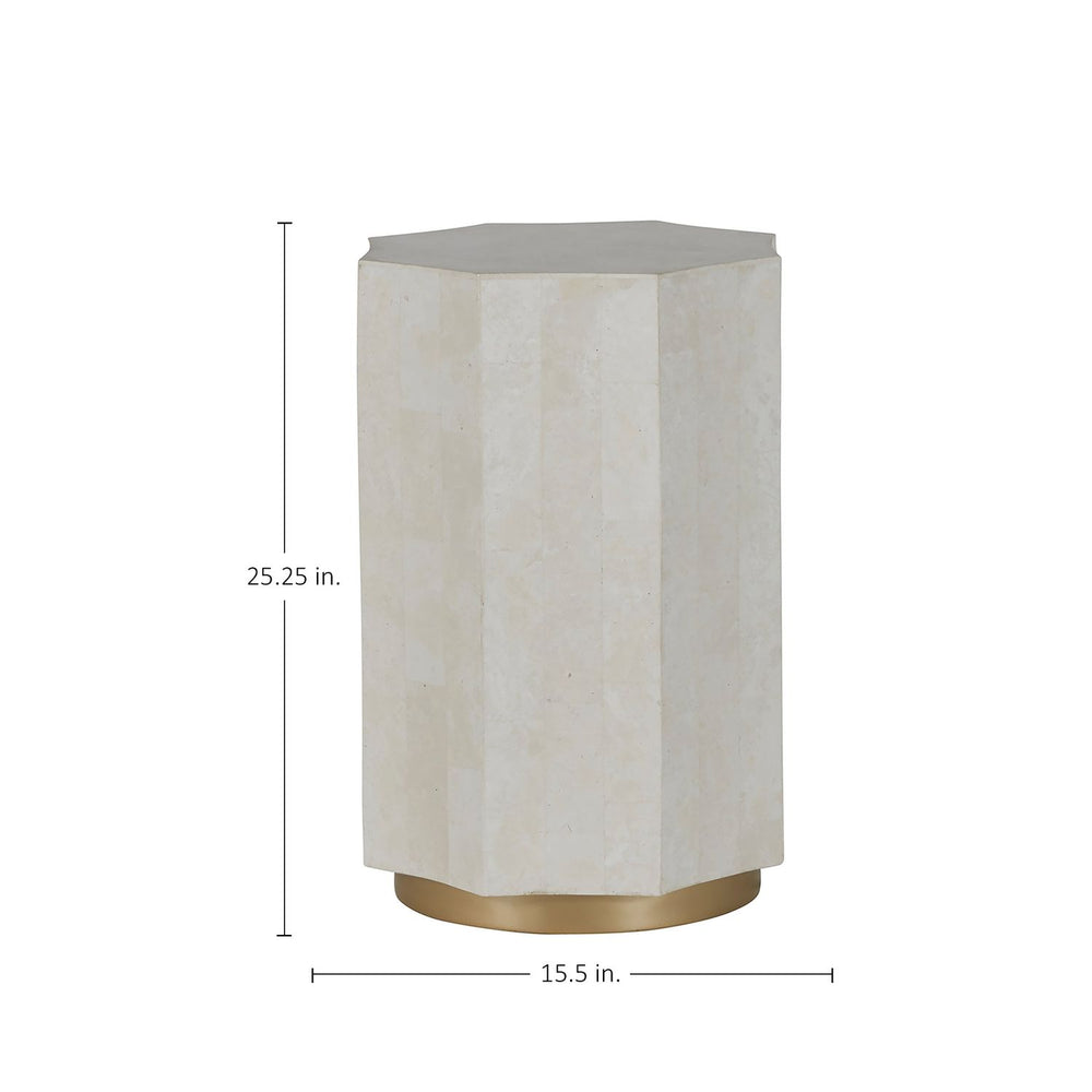 Bellany Stonecast Resin Unique Pedestal Side Table - 15.5 In. W X 25.25 In. H
