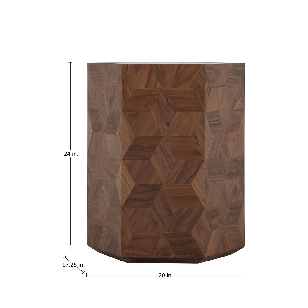 Santiago Wood Hexagon Pedestal Side Table - 20 In. W X 24 In. H
