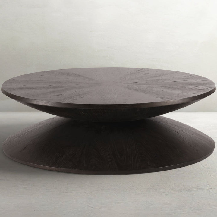 Reid Wood Round Pedestal Coffee Table - 57 In. W X 17 In. H