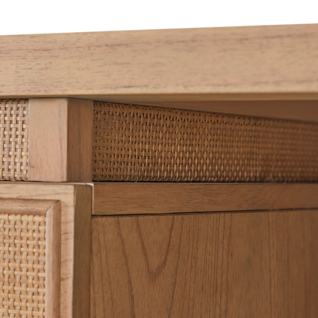 Elsa Mindi Wood Desk - 6 Soft-Close Drawers, Blonde Natural