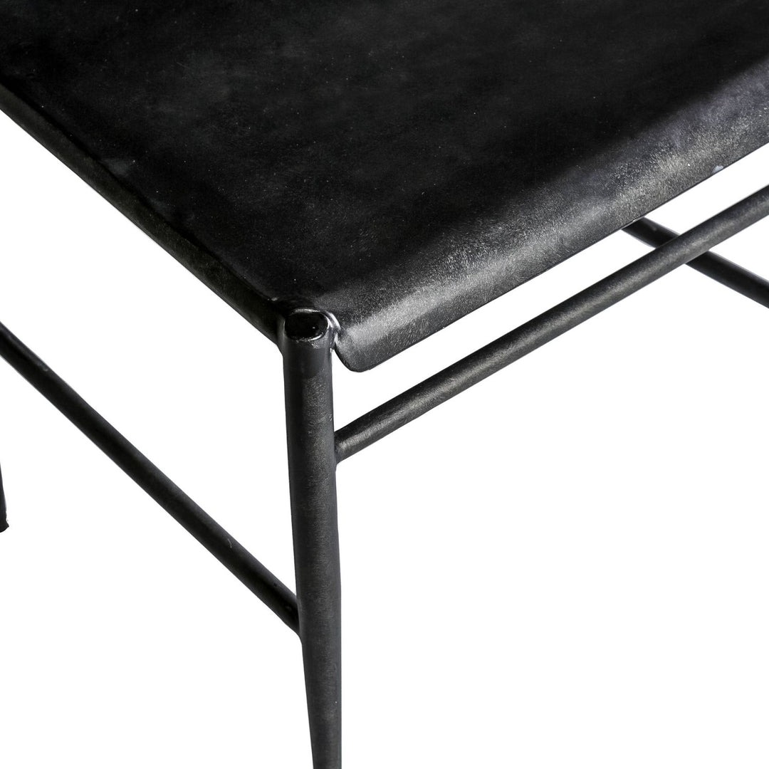 Ward Faux Leather Iron Tapered Legs Dining Chair - Brushed Black White