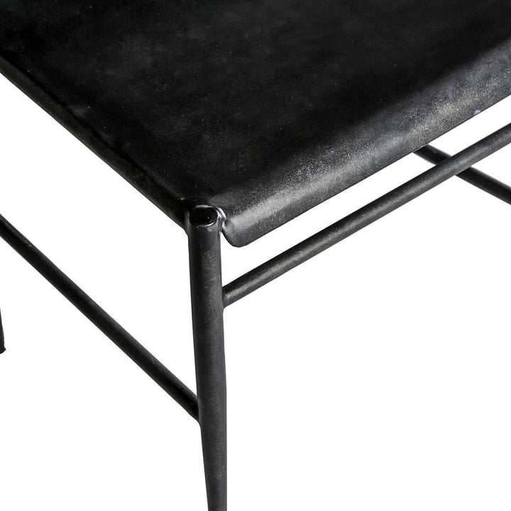 Ward Faux Leather Iron Tapered Legs Dining Chair - Brushed Black White