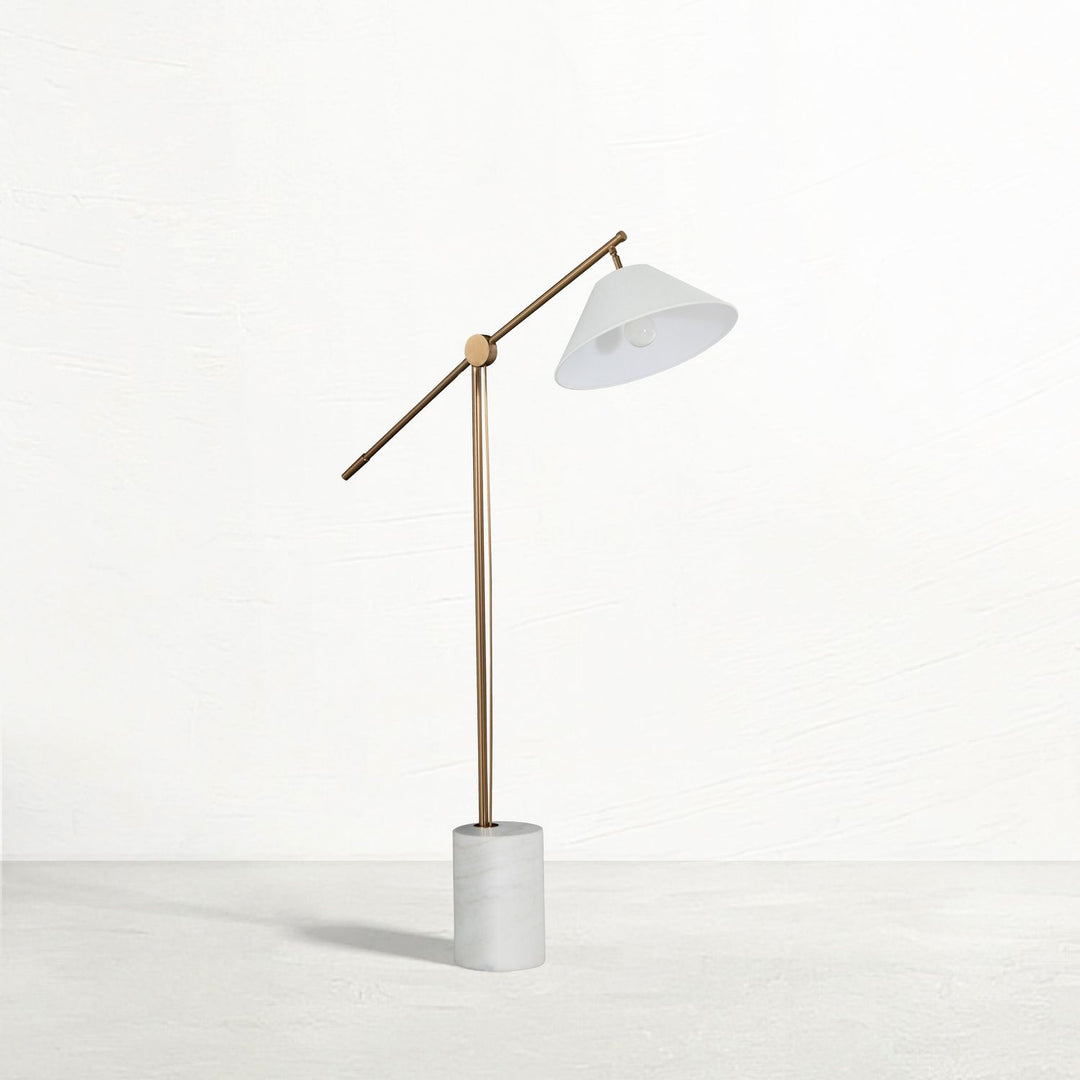 Estelle Brass Marble Base Bell Top Floor Lamp - 55.5 In. H