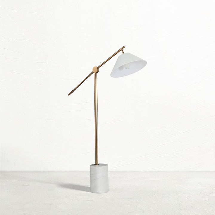 Estelle Brass Marble Base Bell Top Floor Lamp - 55.5 In. H