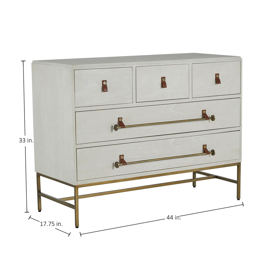 Maya Mindi Dresser - 5 Drawers, Cerused White