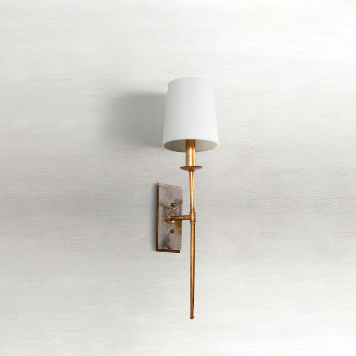 Garnet Metal Gilded Gold Wall Sconce - 5.75 In. D X 23 In. H
