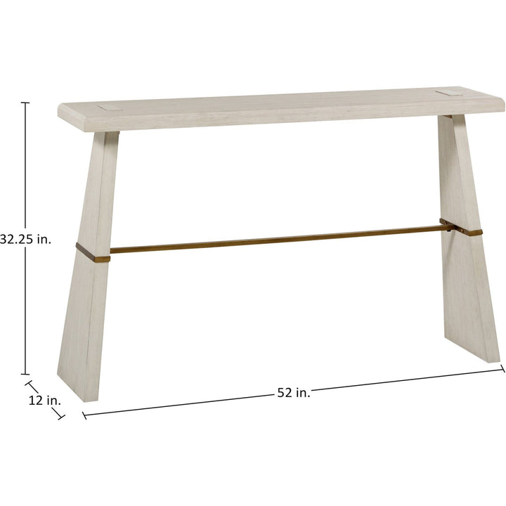 Havana Mindi Wood Rectangle Trestle Console Table - Antique White, 52 In. W X 32.25 In. H