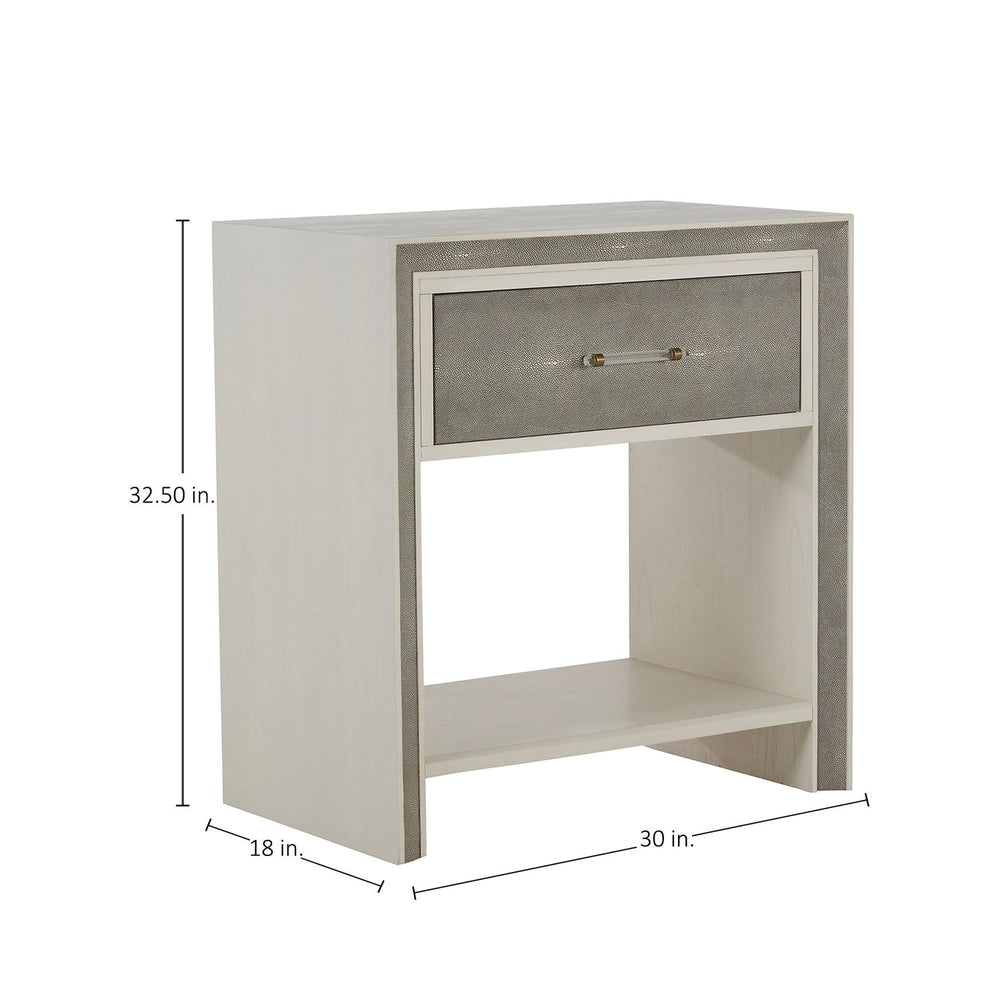 Alford Mindi Wood Nightstand - 1 Drawer, Cerused White