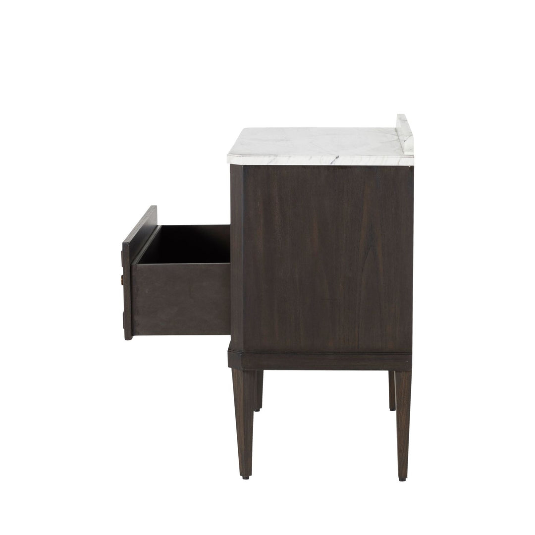 Glenwood Sungkai Wood Marble Top Nightstand - 1 Drawer, Forest Black