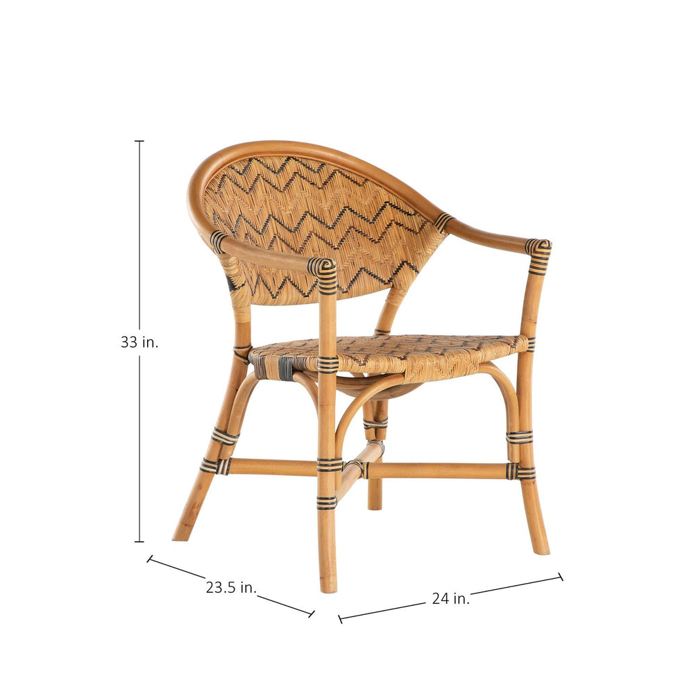 Emmett Natural Rattan Curved Back Dining Chair - Brown Black