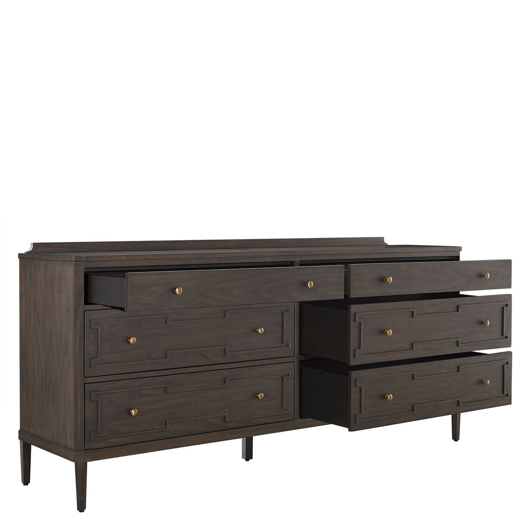 Glenwood Mindi Wood Dresser - 6 Drawers, Cerused Brown