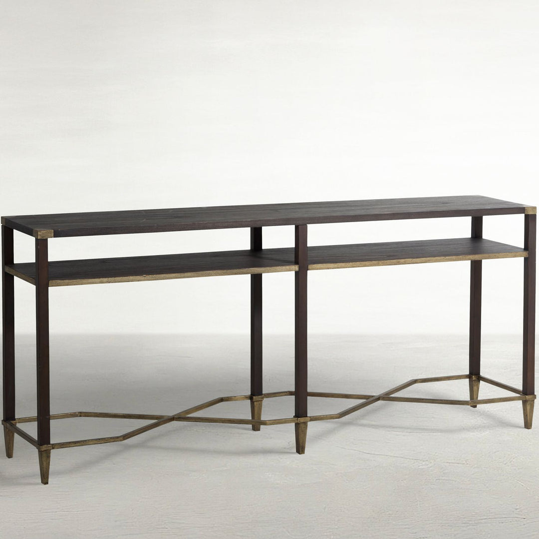 Sue Metal Rectangle Console Table - Natural Black, 70 In. W X 30.5 In. H