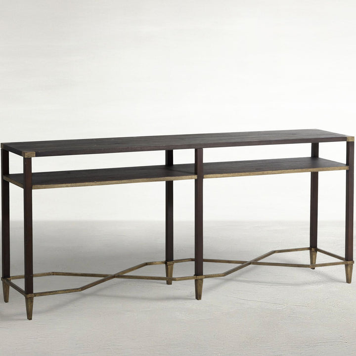 Sue Metal Rectangle Console Table - Natural Black, 70 In. W X 30.5 In. H