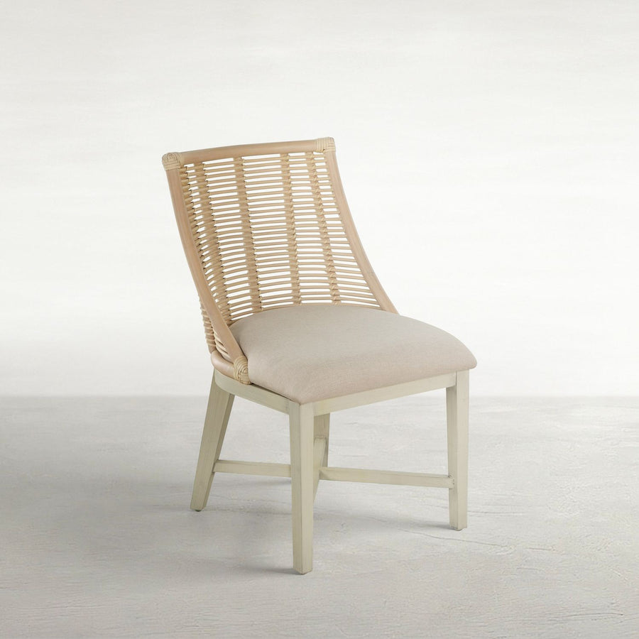 Hamlet Natural Rattan Leather Dining Chair - White Vienna Custard Sesame