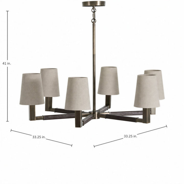 Glenbrook Mountain Bronze Leather Chandelier - 33.25 In. D X 41 In. H