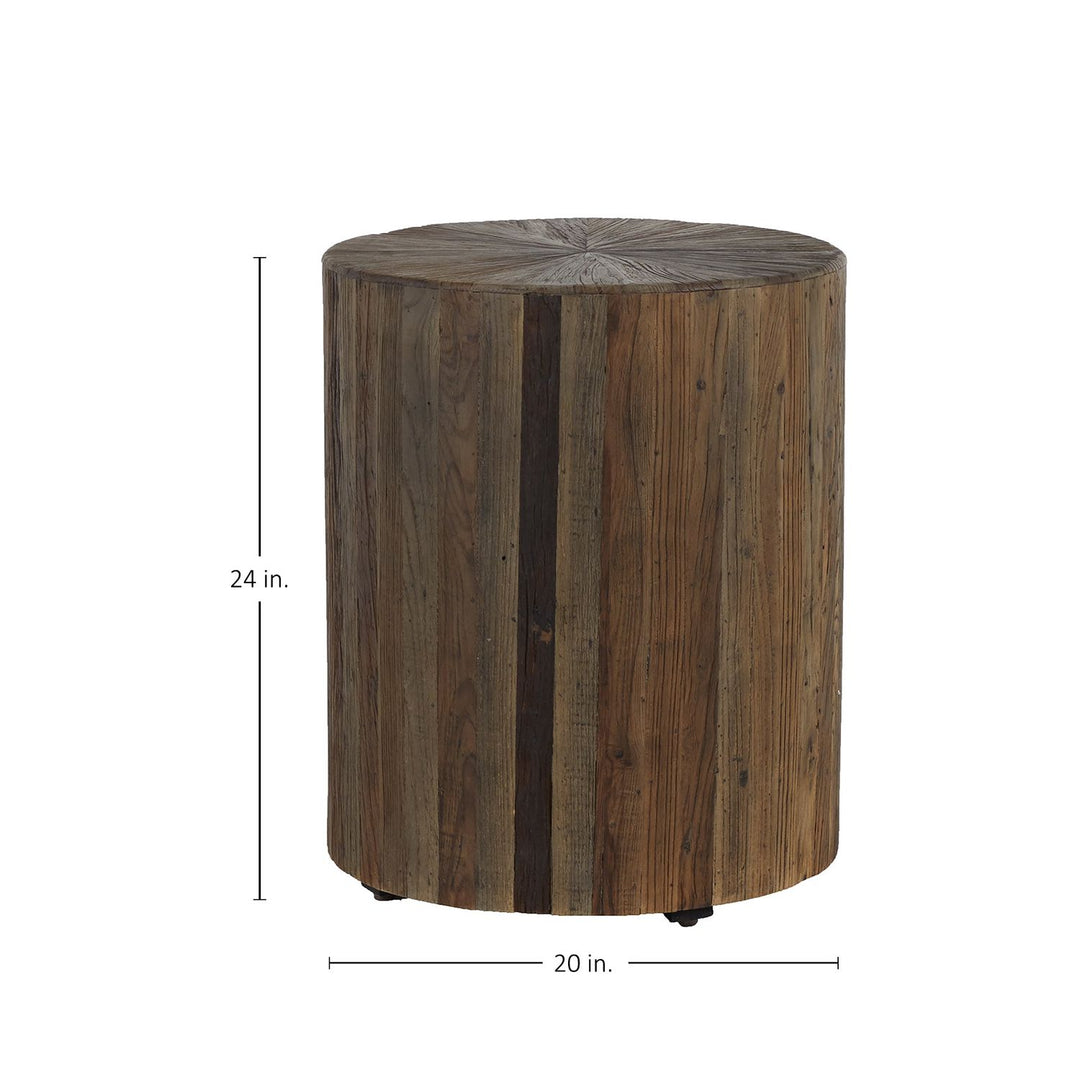 Cyrano Recycled Elm Round Pedestal Side Table - 20 In. W X 24 In. H