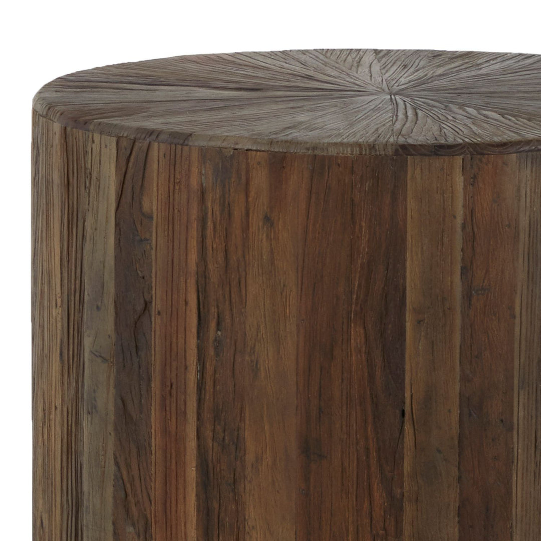 Cyrano Recycled Elm Round Pedestal Side Table - 20 In. W X 24 In. H