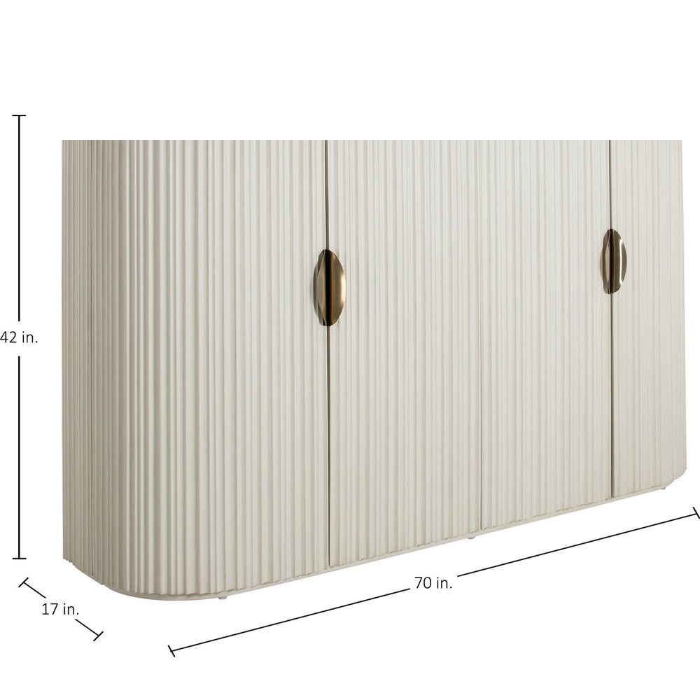 Isadora Wood Fluted Sideboard - 2 Shelves, Sesame White