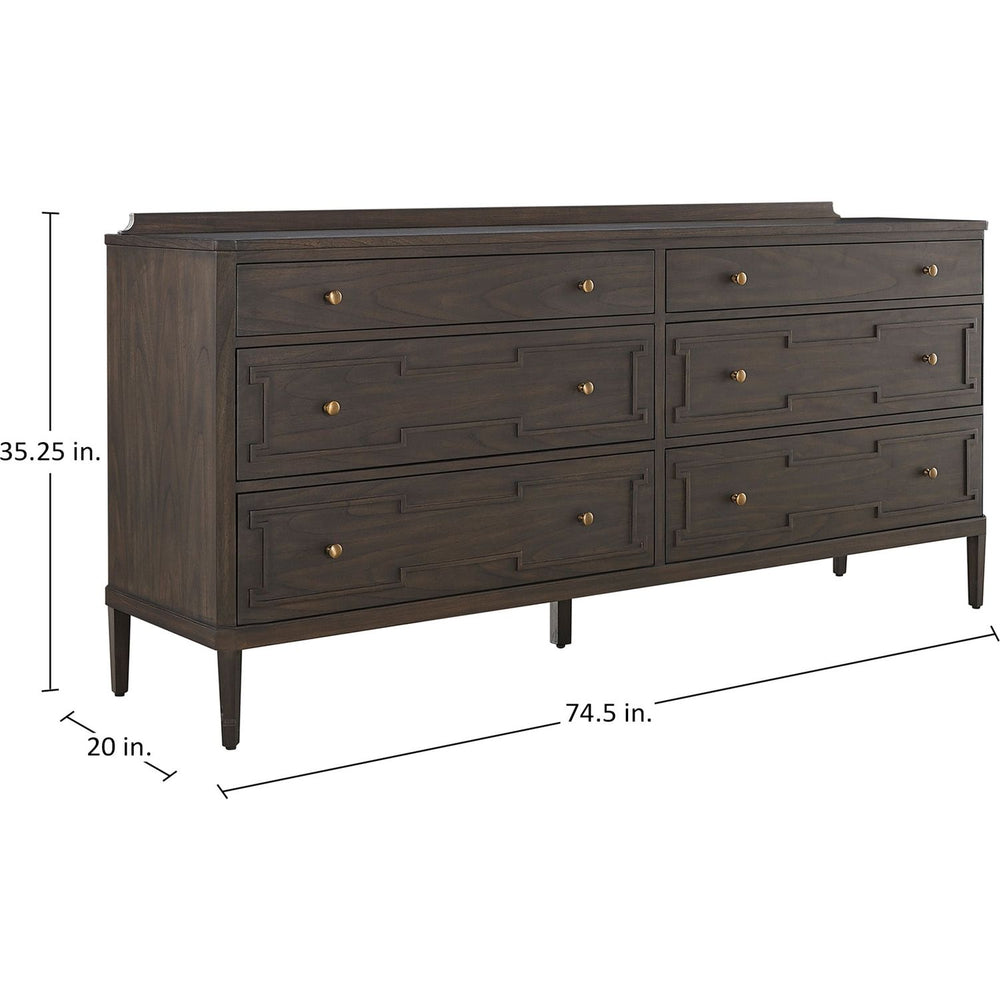 Glenwood Mindi Wood Dresser - 6 Drawers, Cerused Brown