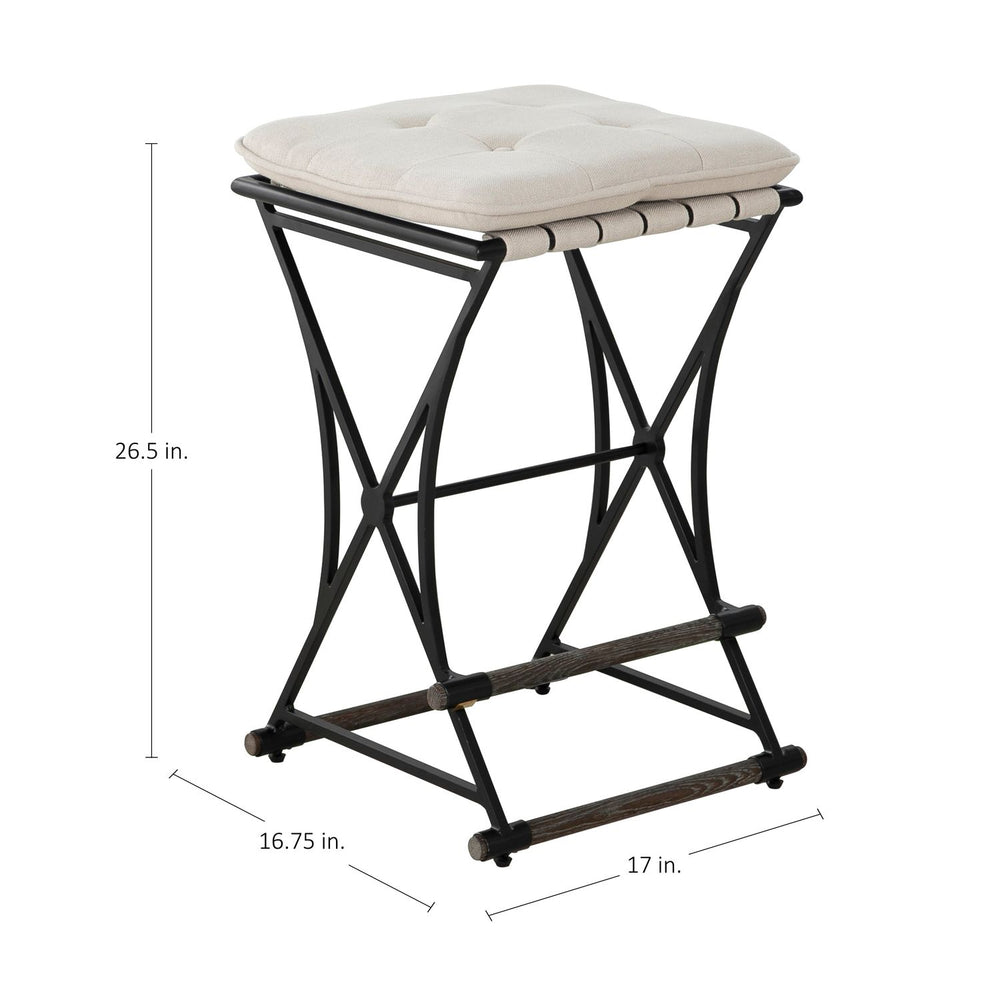 Frederick Linen Oak Iron Counter Stool - Black