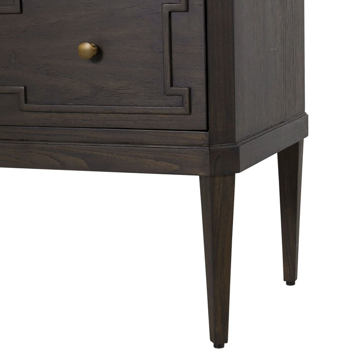 Glenwood Sungkai Wood Marble Top Nightstand - 1 Drawer, Forest Black