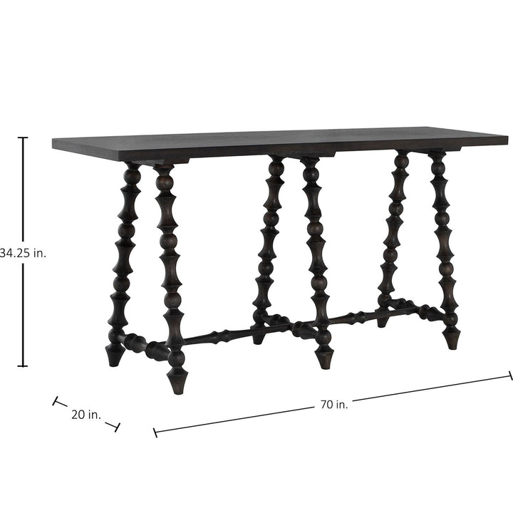 Kirkwood Mindi Veneer Rectangle Trestle Console Table - 70 In. W X 34.25 In. H