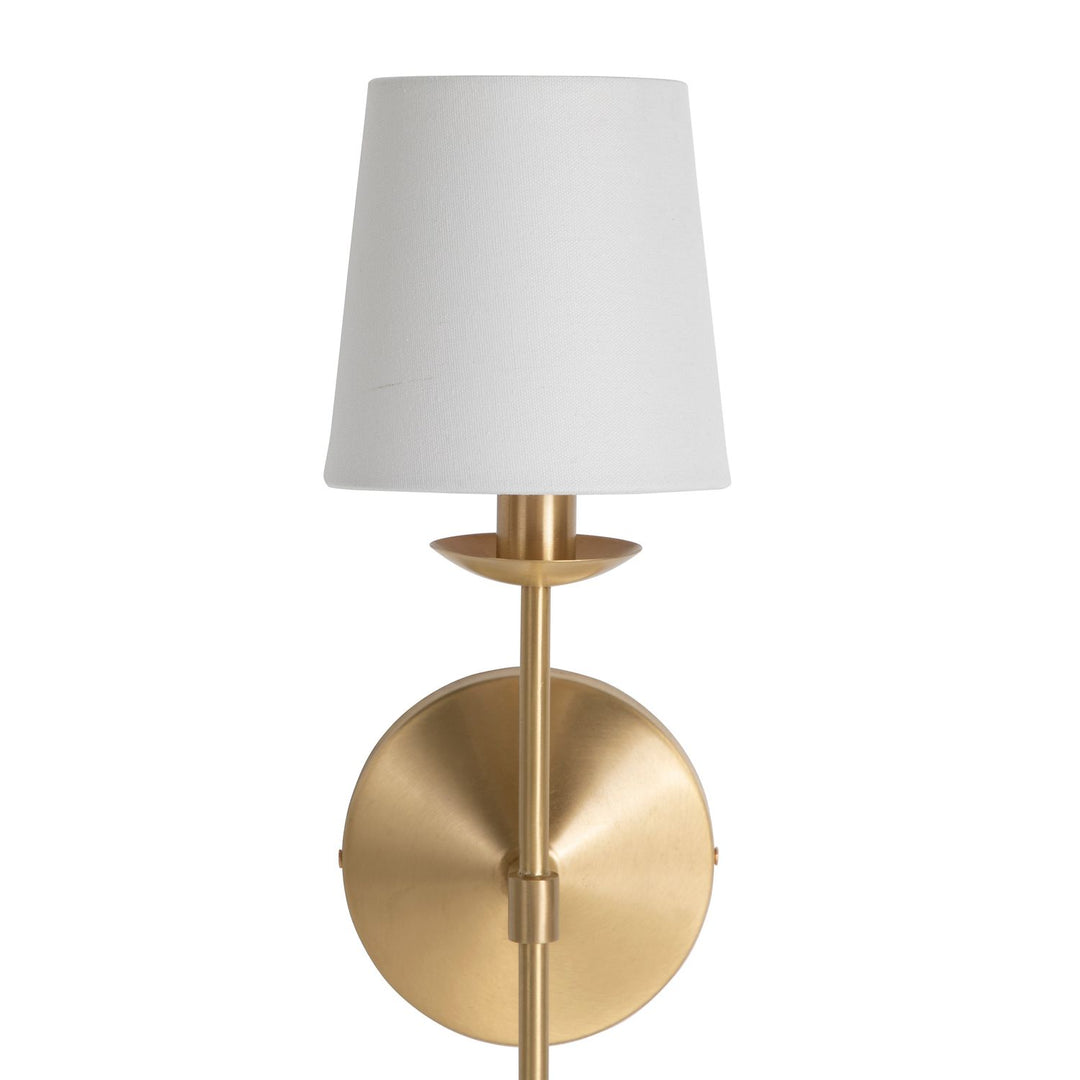 Granville Alabaster Brass White Linen Wall Sconce - 4.625 In. D X 21.75 In. H