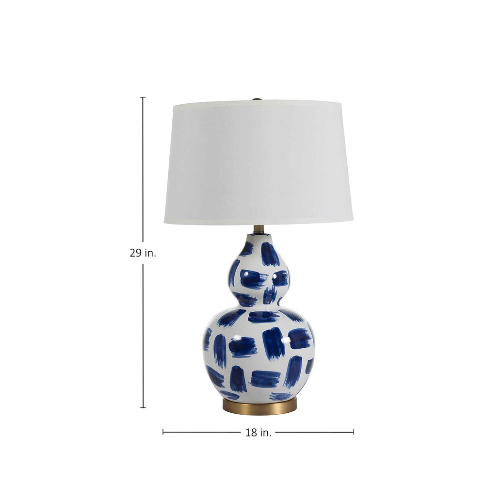Luca Stoneware Blue White Ceramic Table Lamp - 29 In. H