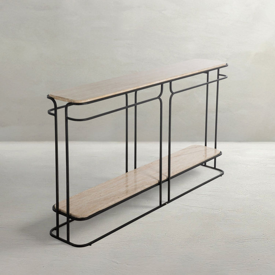 Louise Metal Rectangle Frame Console Table - Black, 60 In. W X 33.75 In. H