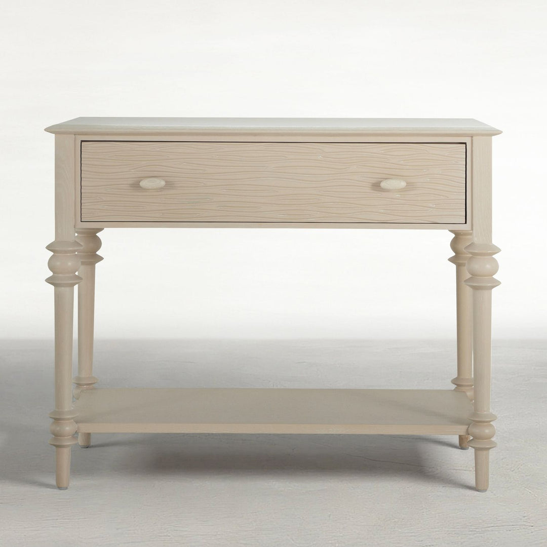 Anastasia Oak Wood Nightstand - 1 Drawer, Cerused White