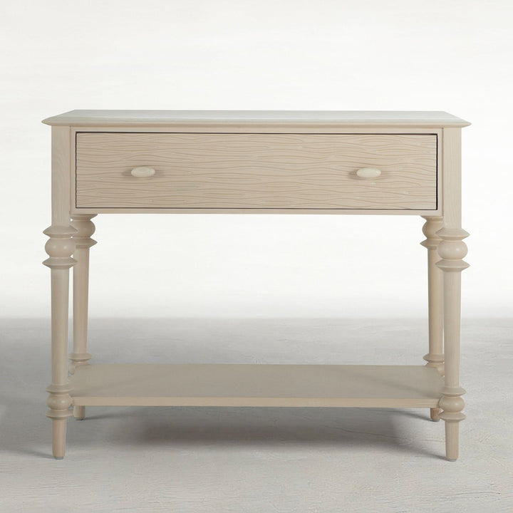 Anastasia Oak Wood Nightstand - 1 Drawer, Cerused White