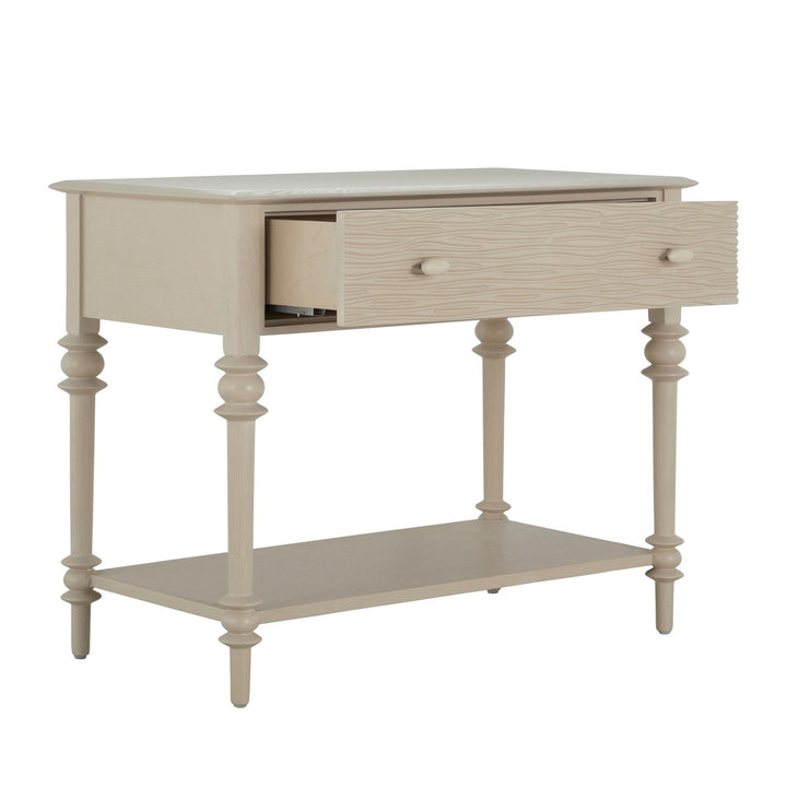 Anastasia Oak Wood Nightstand - 1 Drawer, Cerused White