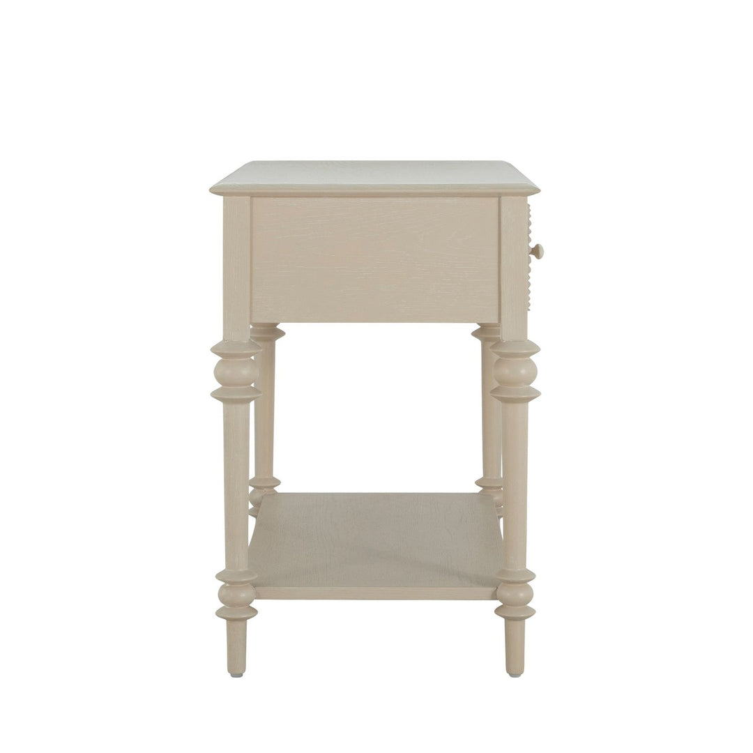 Anastasia Oak Wood Nightstand - 1 Drawer, Cerused White