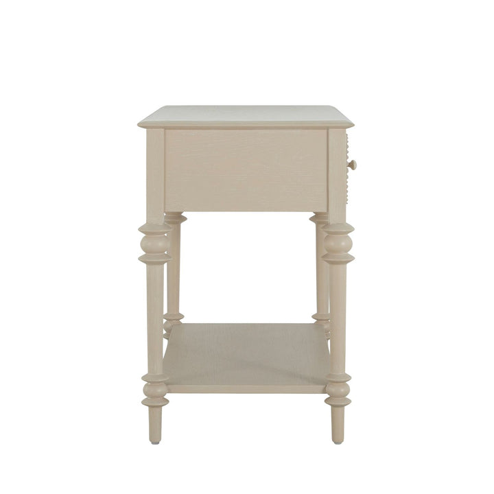 Anastasia Oak Wood Nightstand - 1 Drawer, Cerused White