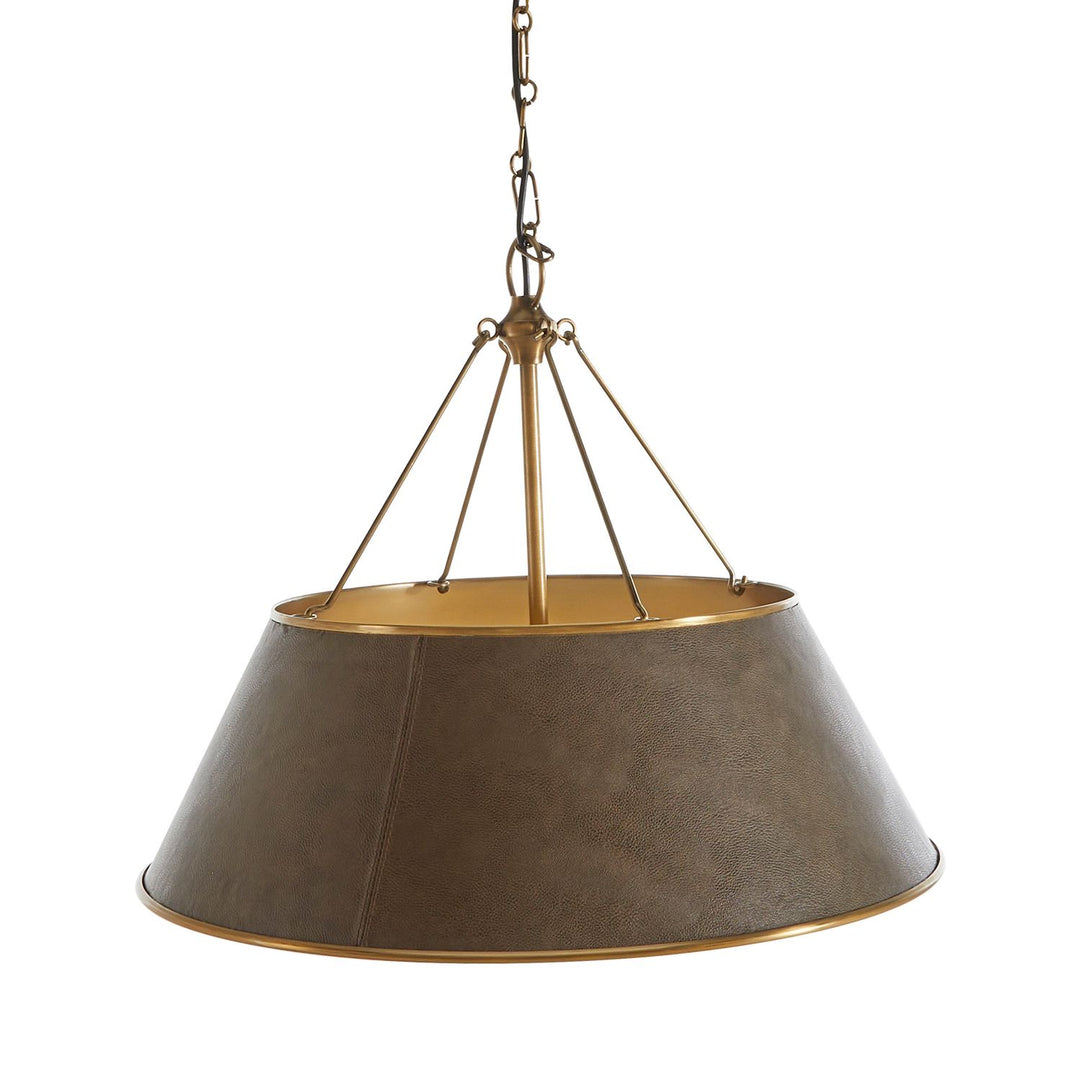 Mariana Leather Antique Brass Pendant Chandelier - 26.5 In. D X 20.25 In. H