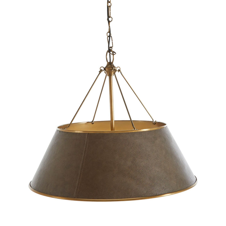 Mariana Leather Antique Brass Pendant Chandelier - 26.5 In. D X 20.25 In. H