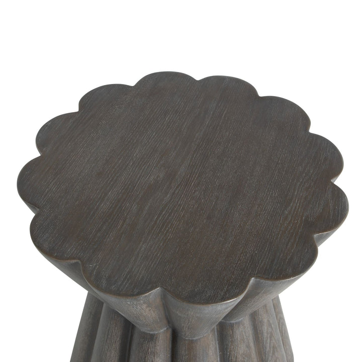 Annie Resin Unique Pedestal Side Table - Forest Black, 20 In. W X 24 In. H
