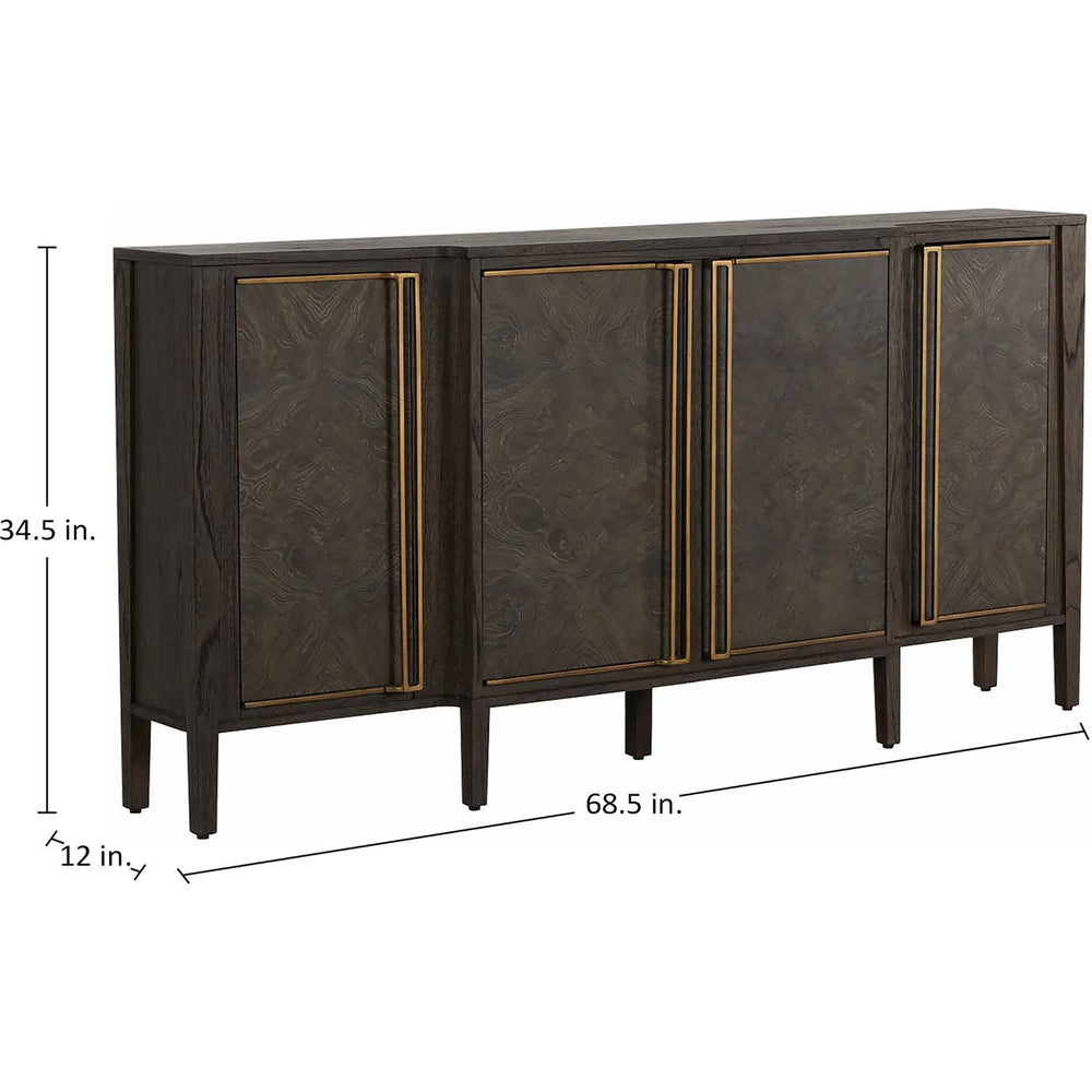 Fitzgerald Mindi Wood Sideboard - 3 Shelves, Dark Gray