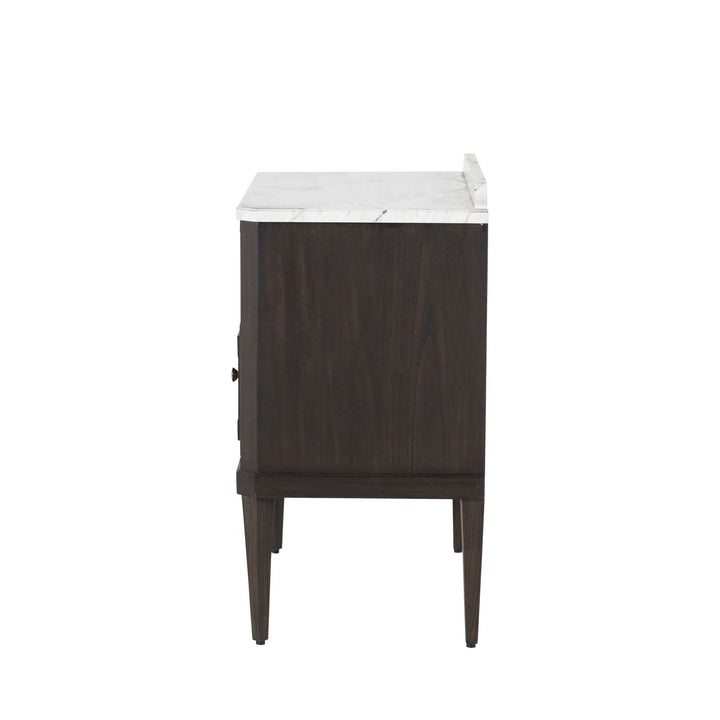 Glenwood Sungkai Wood Marble Top Nightstand - 1 Drawer, Forest Black