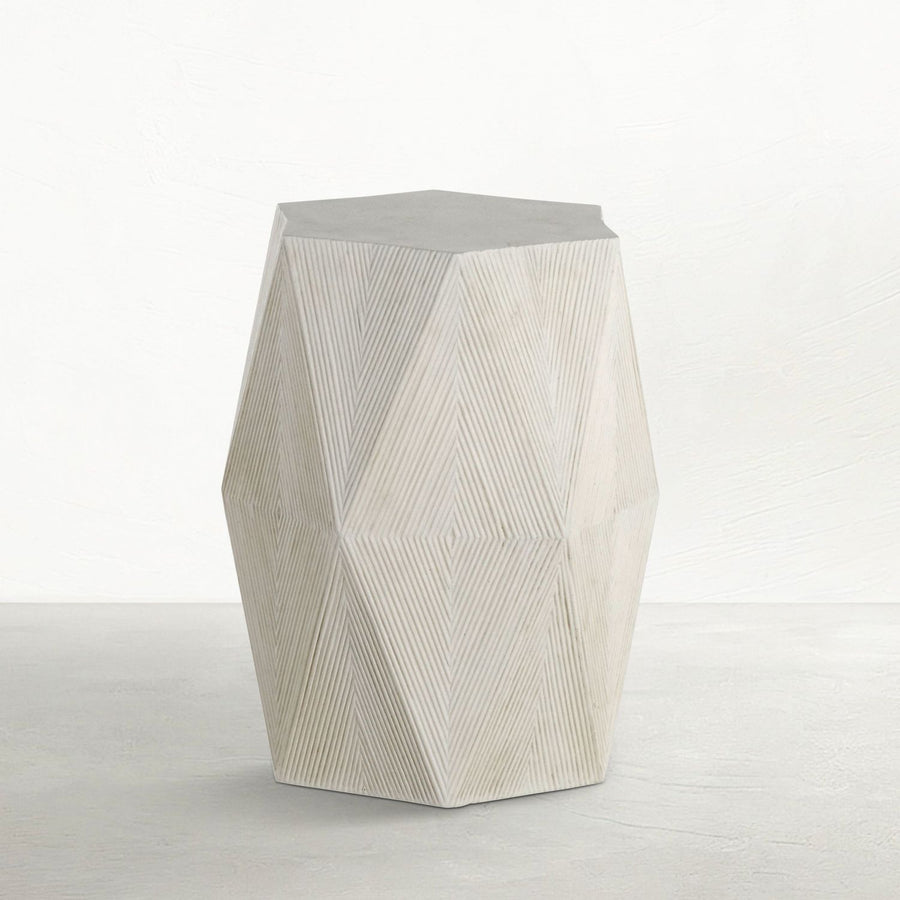 Albany Cast Stone Hexagonal Pedestal Side Table - 16 In. W X 20.25 In. H