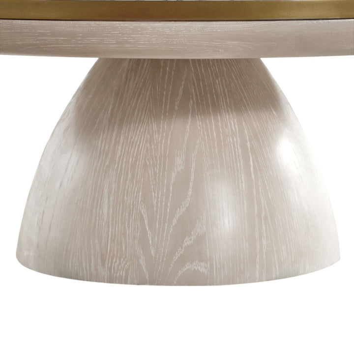 Cain Wood Round Marble Top Coffee Table - White, 42 In. W X 16 In. H